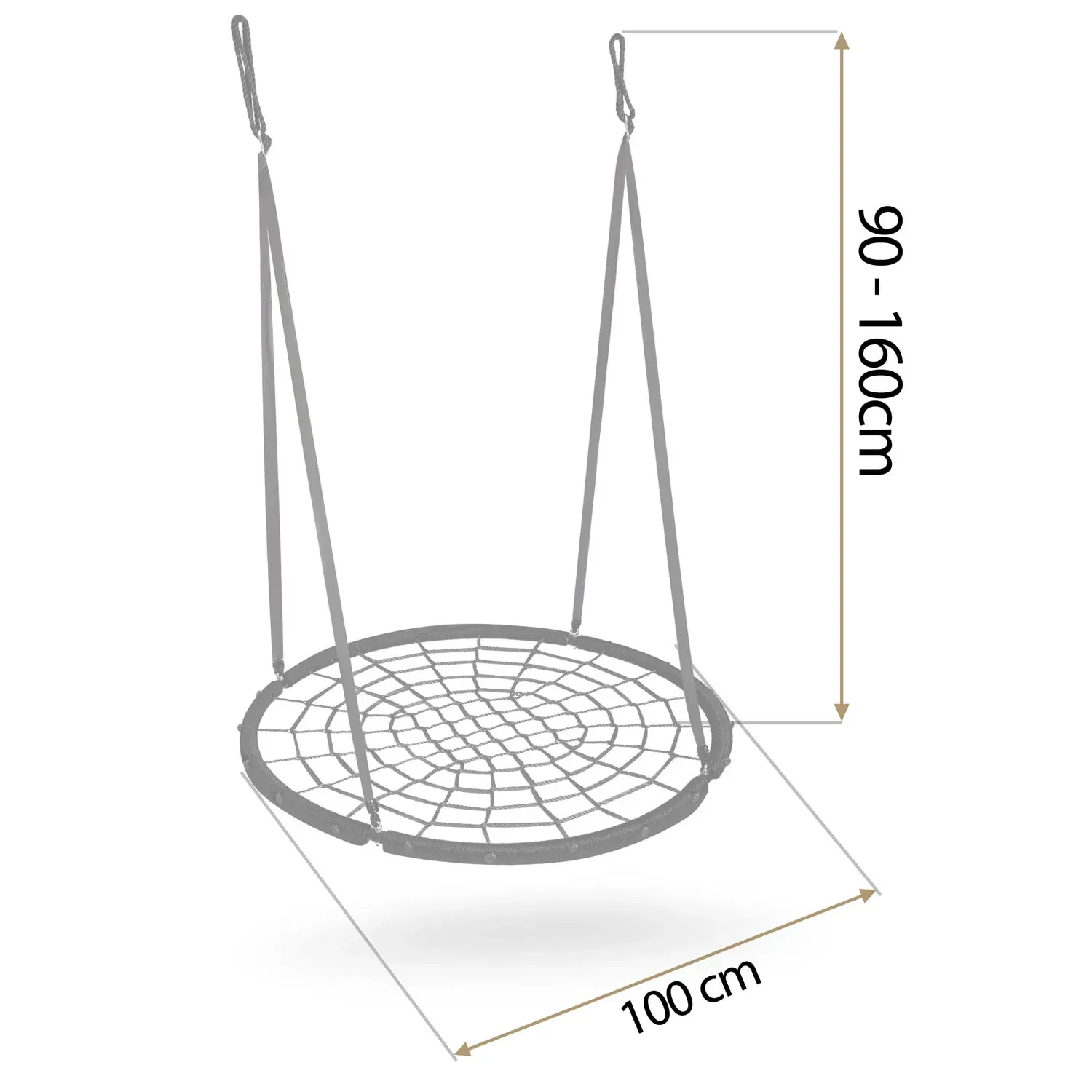 neo-sport pletena ljuljačka rodino gnijezdo, 100 cm, crna - slika 5