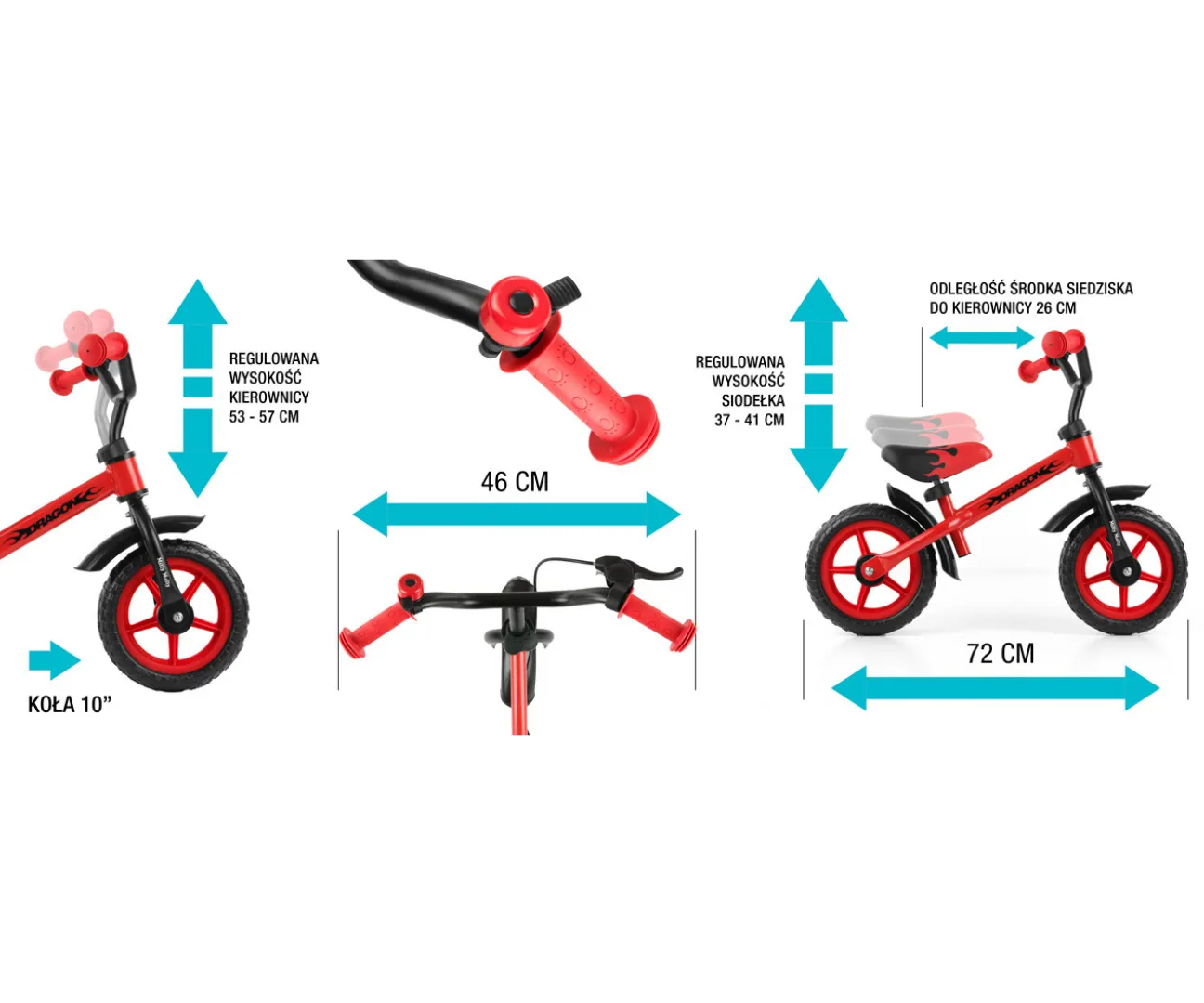 milly mally dječji bicikl dragon bez pedala s kočnicom srebrni - slika 5
