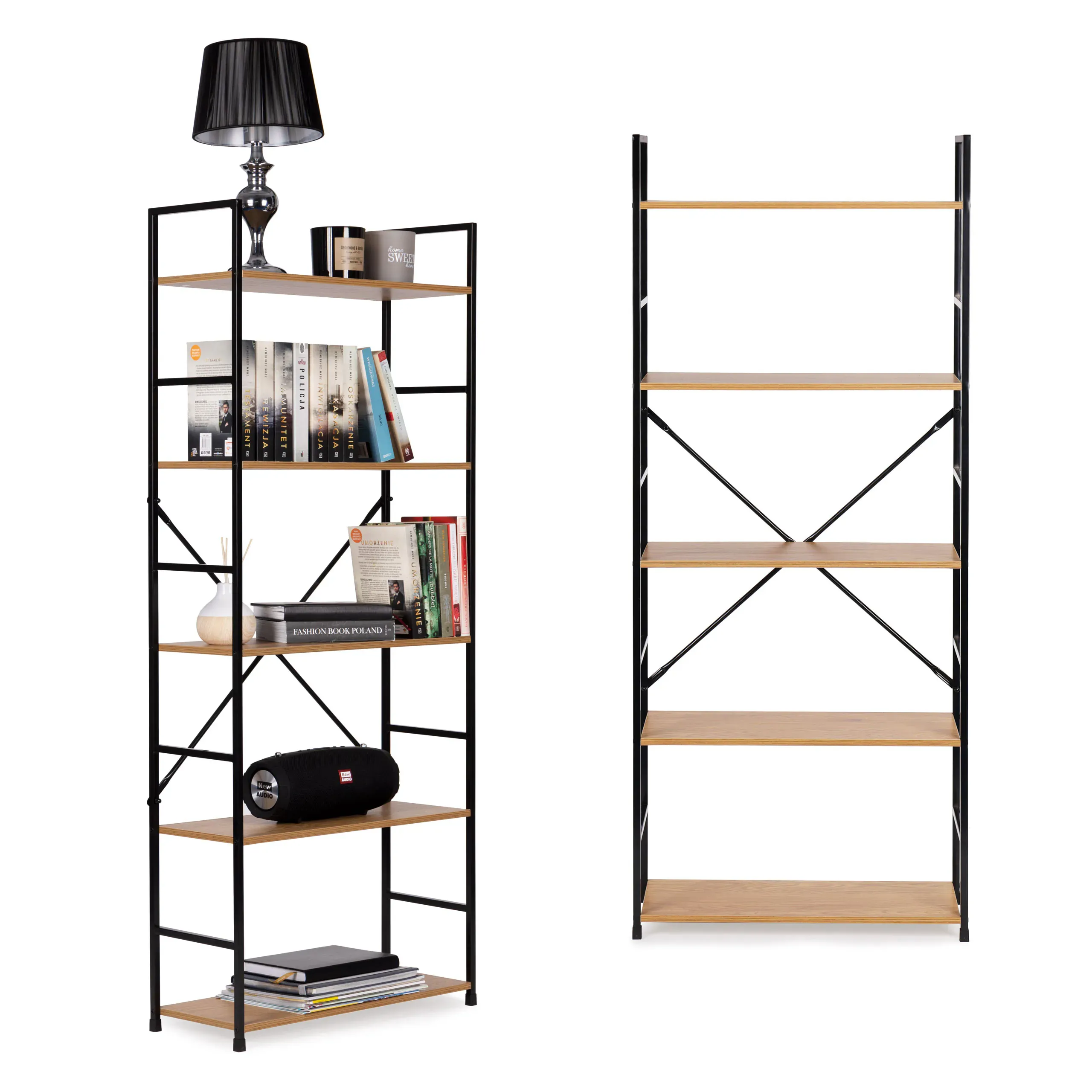 modernhome loft drvene police za knjige,5 razina - slika 2