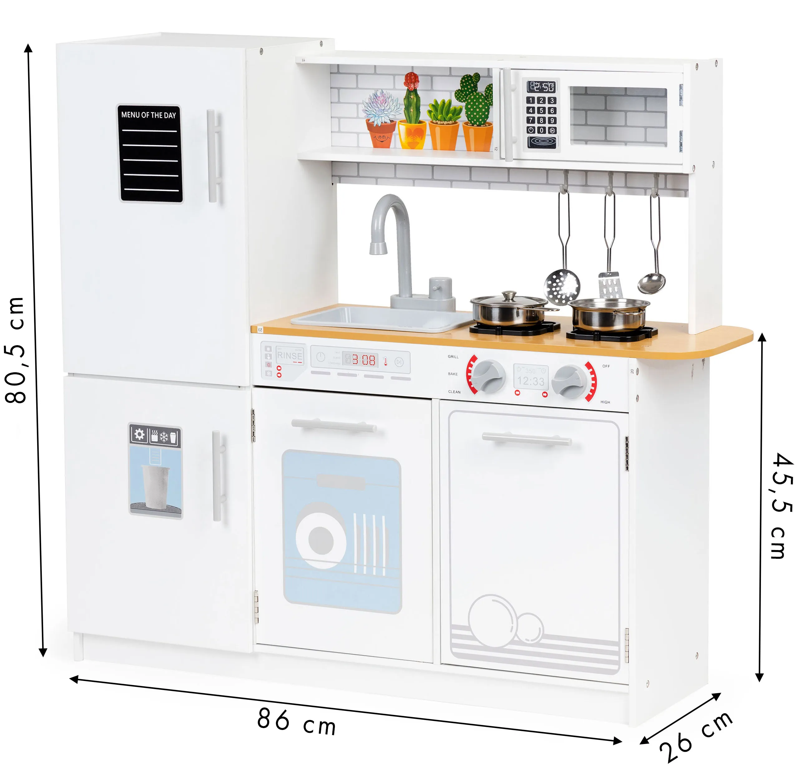 ecotoys drvena dječja kuhinja s priborom plk553 - slika 8