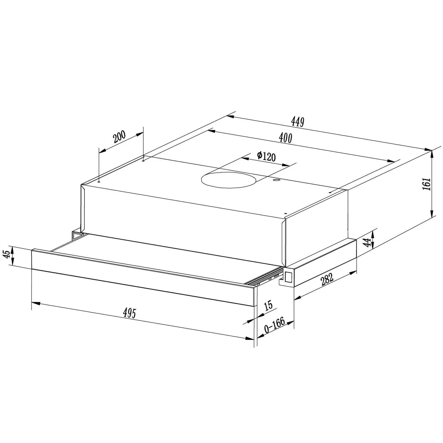 berdsen kuhinjska napa, 50cm crna bt-234 - slika 8