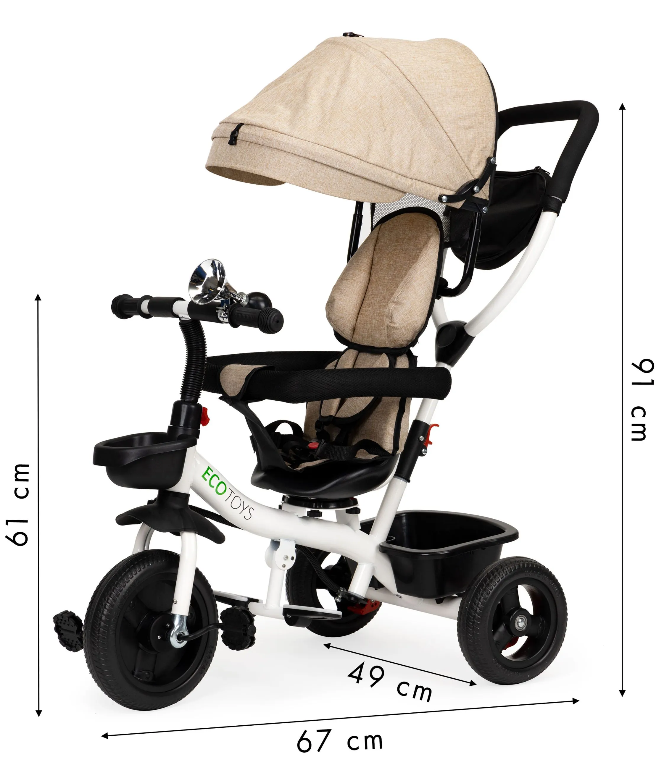 ecotoys dječji tricikl bež - slika 6