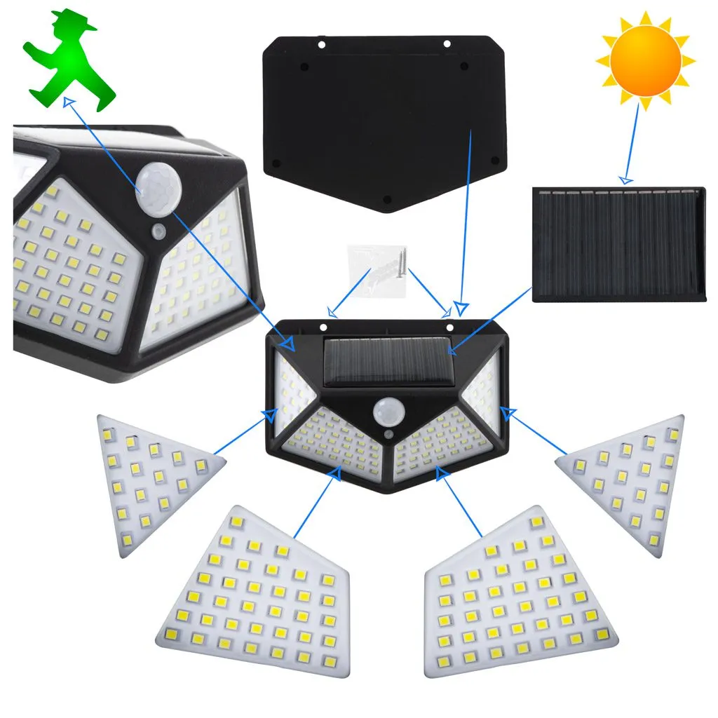 solarna svjetiljka sa senzorom pokreta 100 led lampica - slika 5