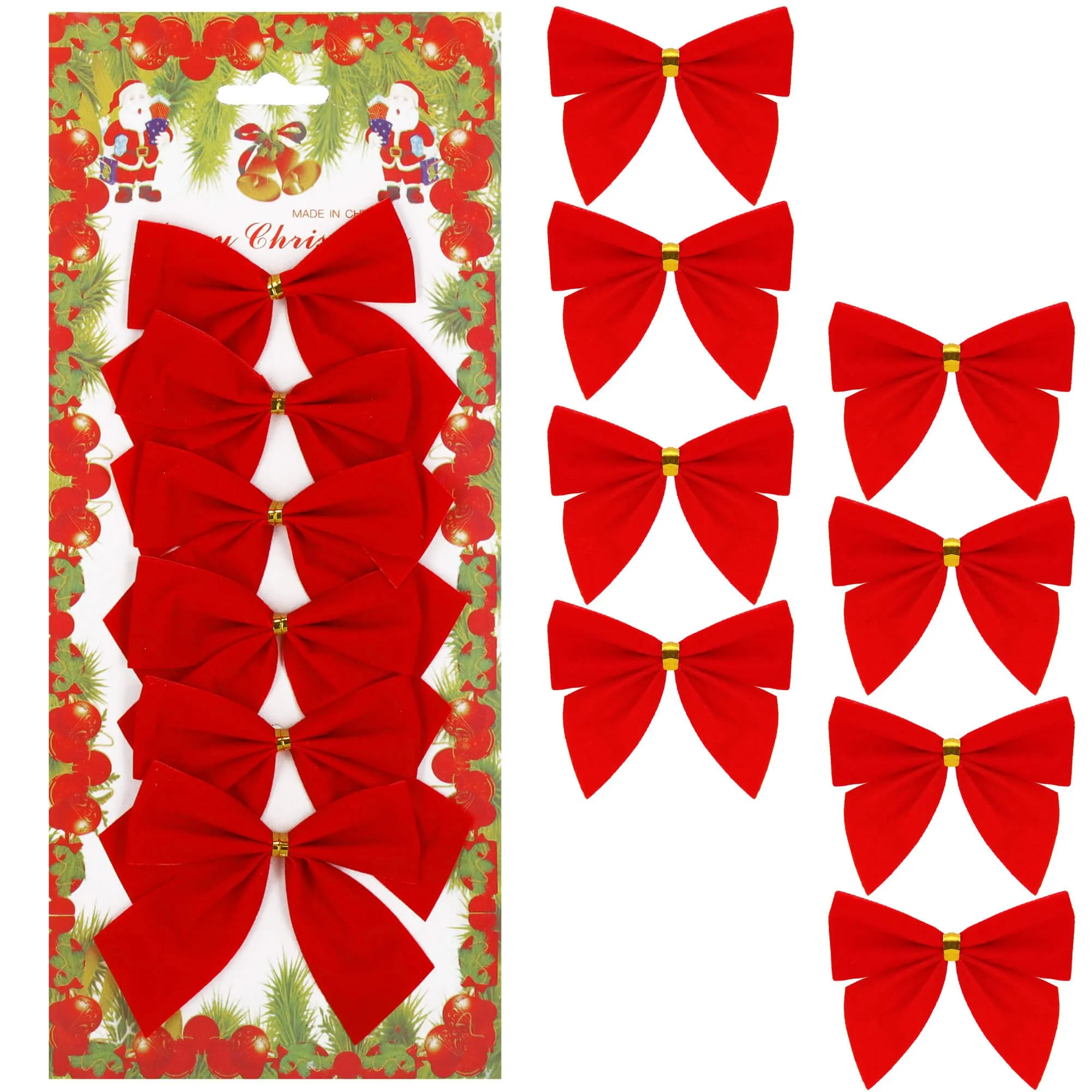 božićne mašne 9,5 × 7,5 cm – set 6 komada crvene - slika 6