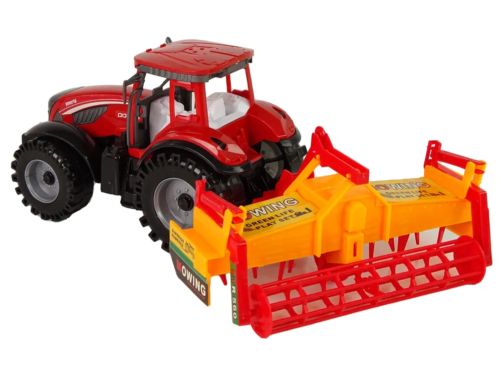 crveni traktor s narančastim kultivatorom - slika 4