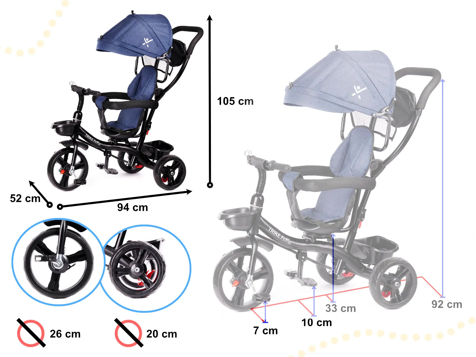 dječji tricikl fix lite navy plava - slika 4