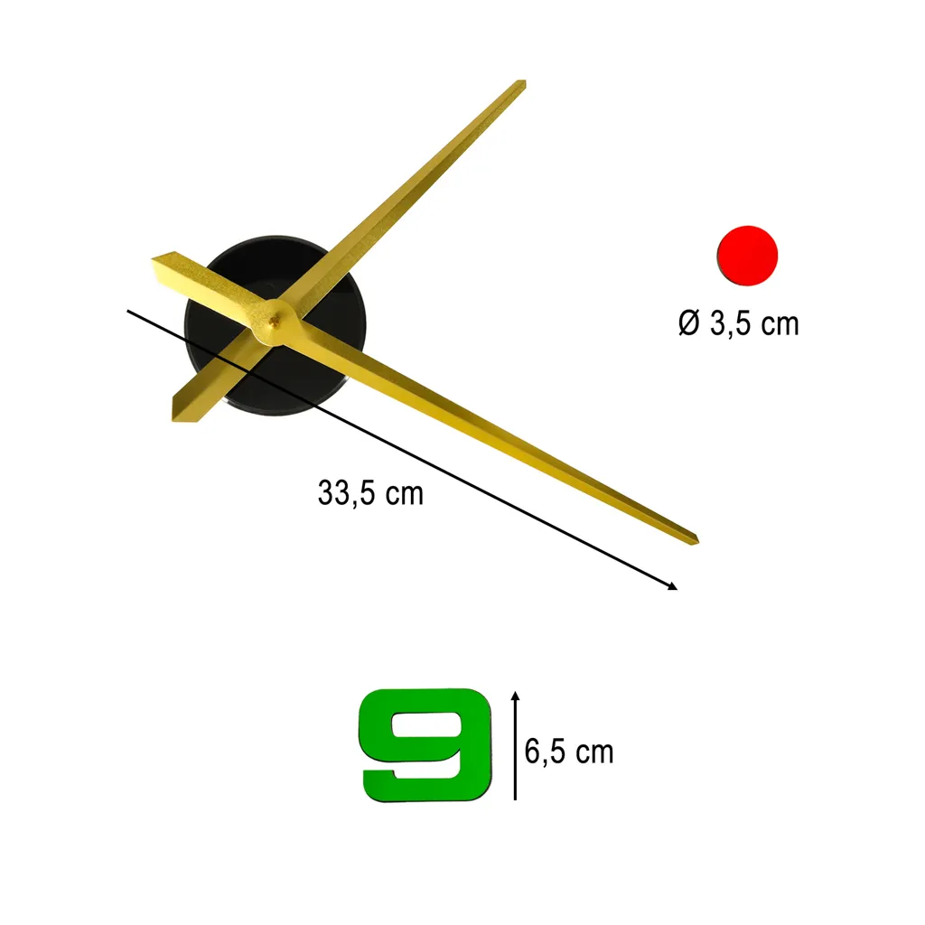 samoljepljivi zidni sat s obojenim brojevima, 80-90 cm - slika 3