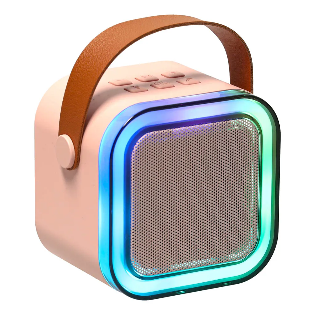 karaoke set 2 mikrofona + zvučnik bluetooth usb led pink - slika 5