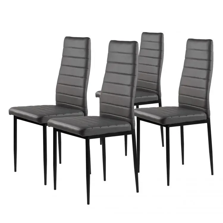 Set od 4 stolice za dnevni boravak i blagovaonicu s eko kožom, ergonomskim naslonom, siva - Pribislavec
