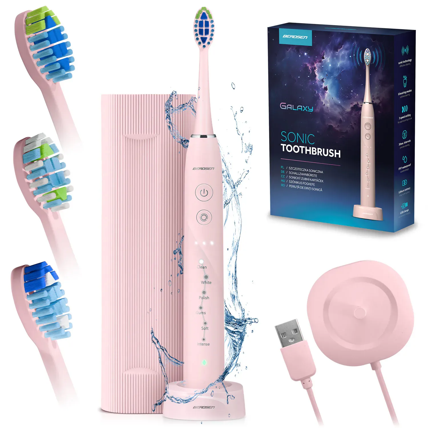 berdsen galaxy sonic četkica za zube roza - slika 2