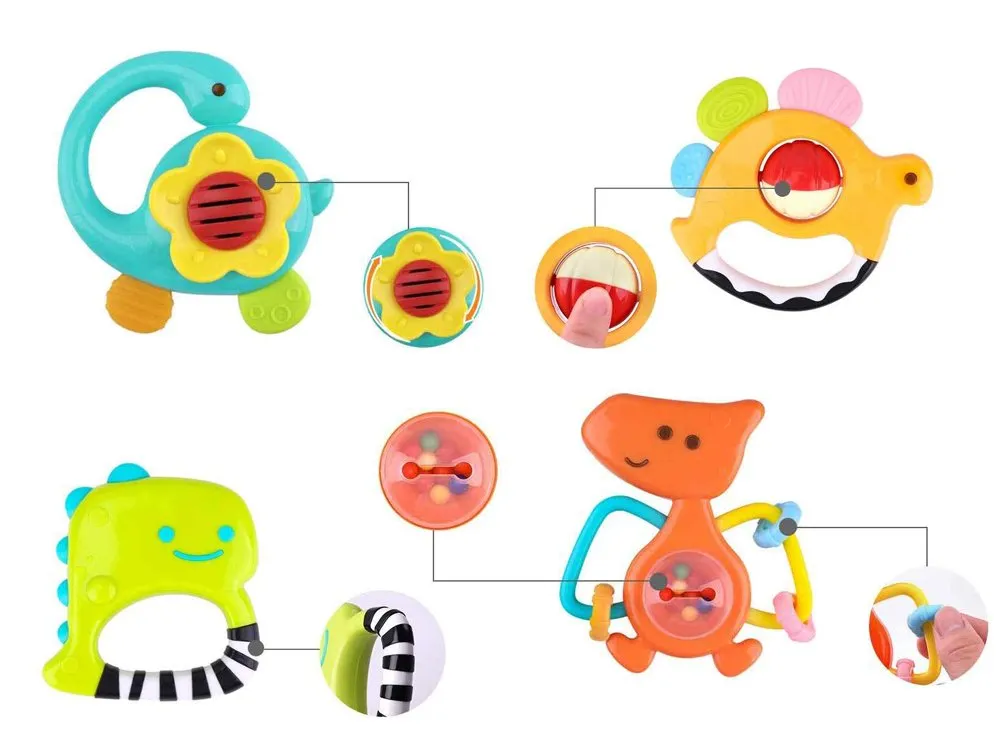 hola set šarenih zvečki i grickalica za bebe dinosauri - slika 5