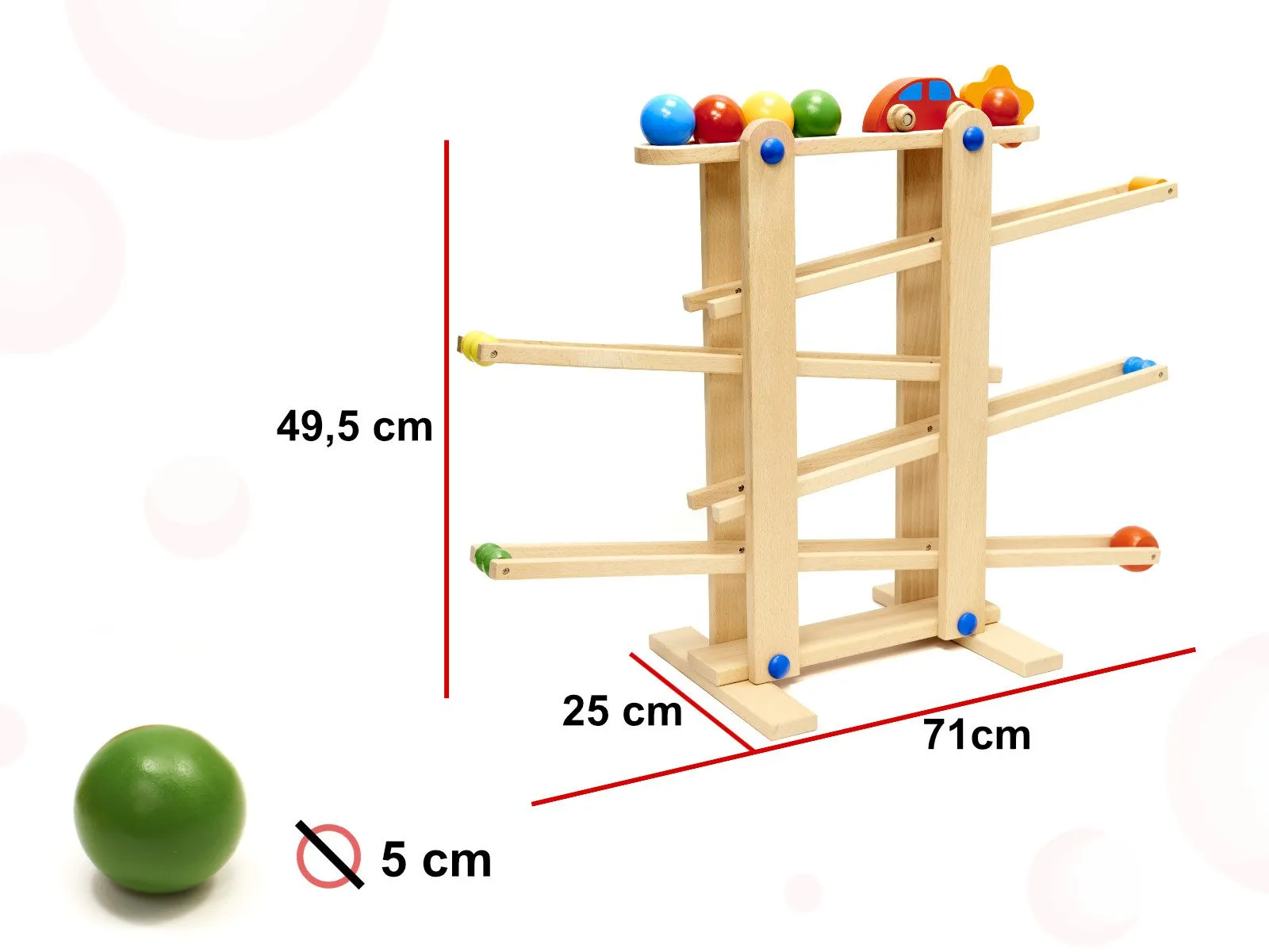 montessori xxl drvena staza s loptom - slika 4