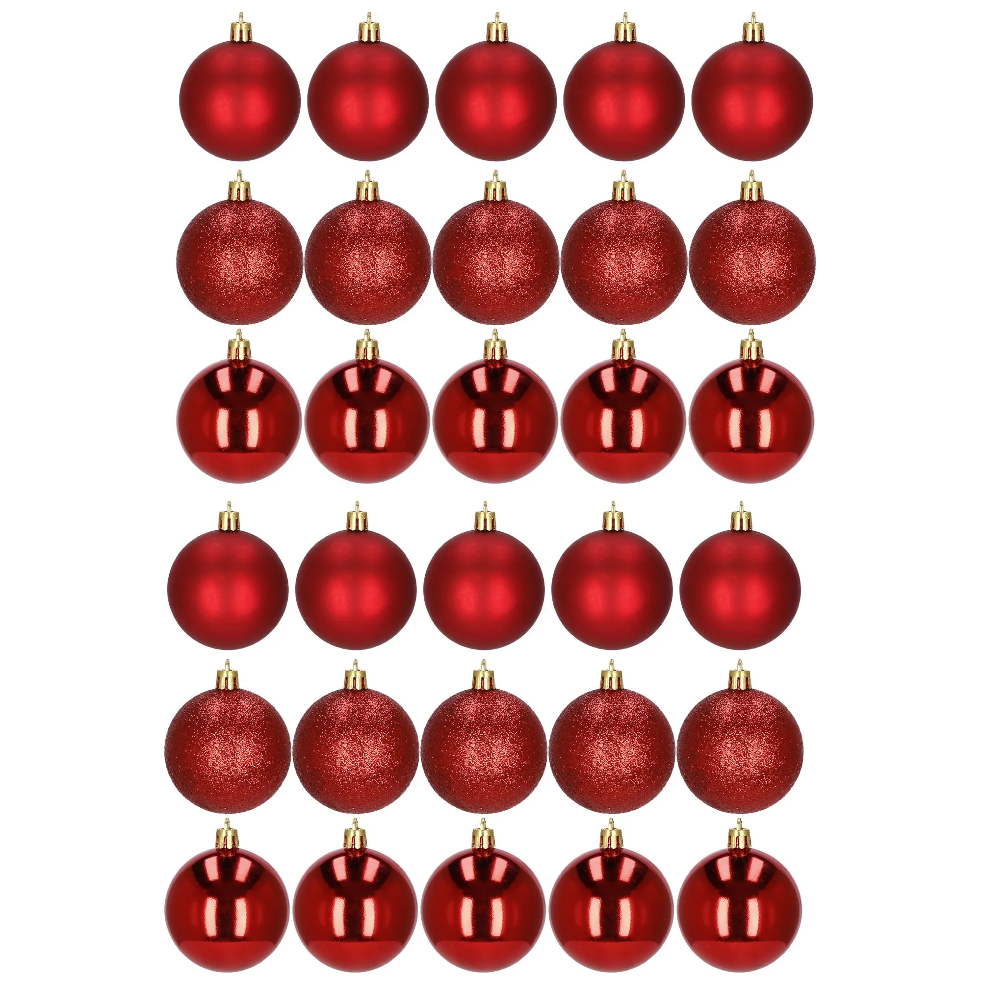 božićne kuglice 6 cm – set od 30 komada,crvene - slika 3