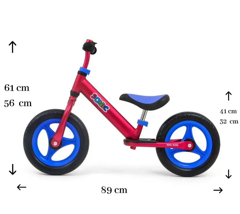 milly mally bicikl bez pedala sonic crveni - slika 3