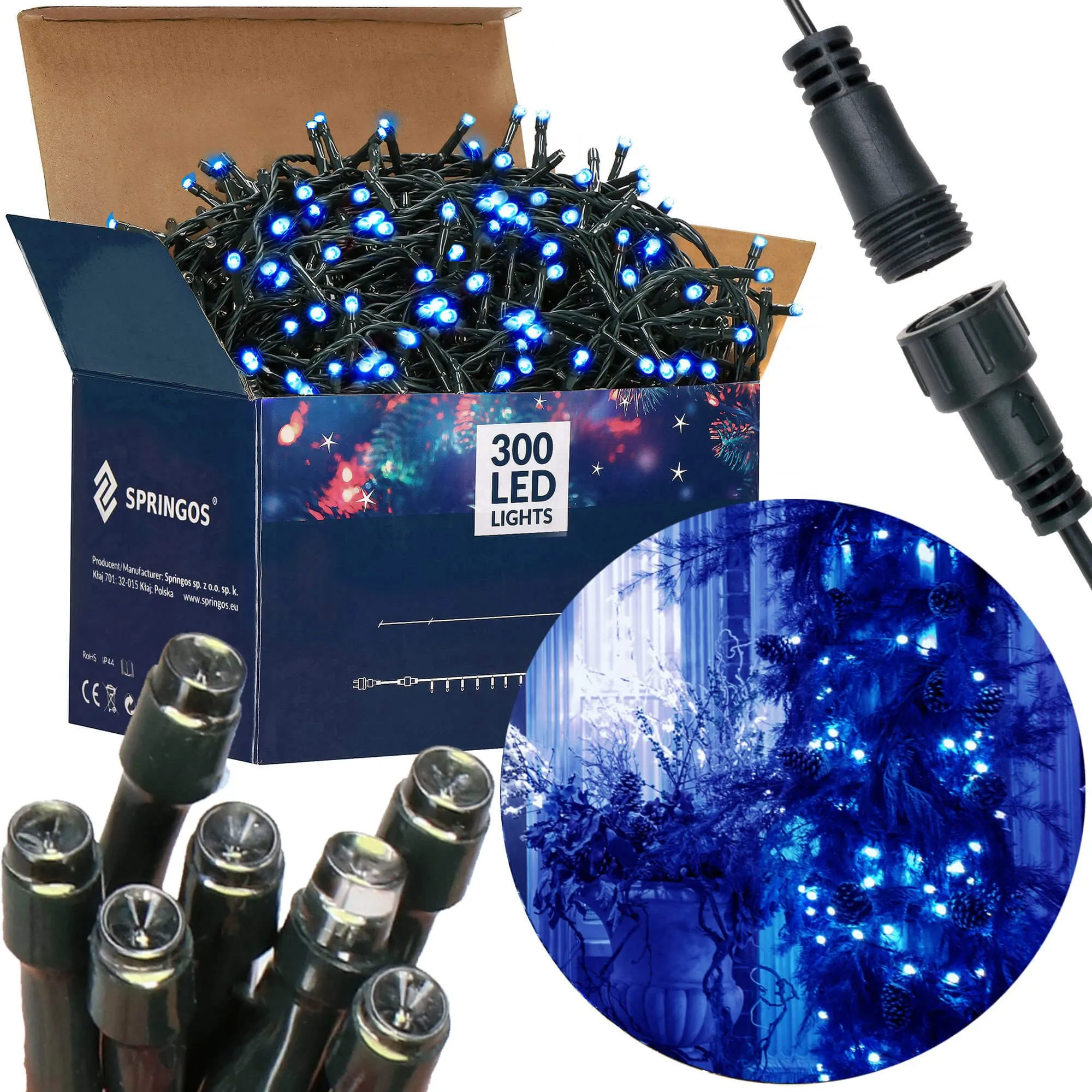 springos set božićnih lampica, 300 led,19,5 m , plava - slika 3