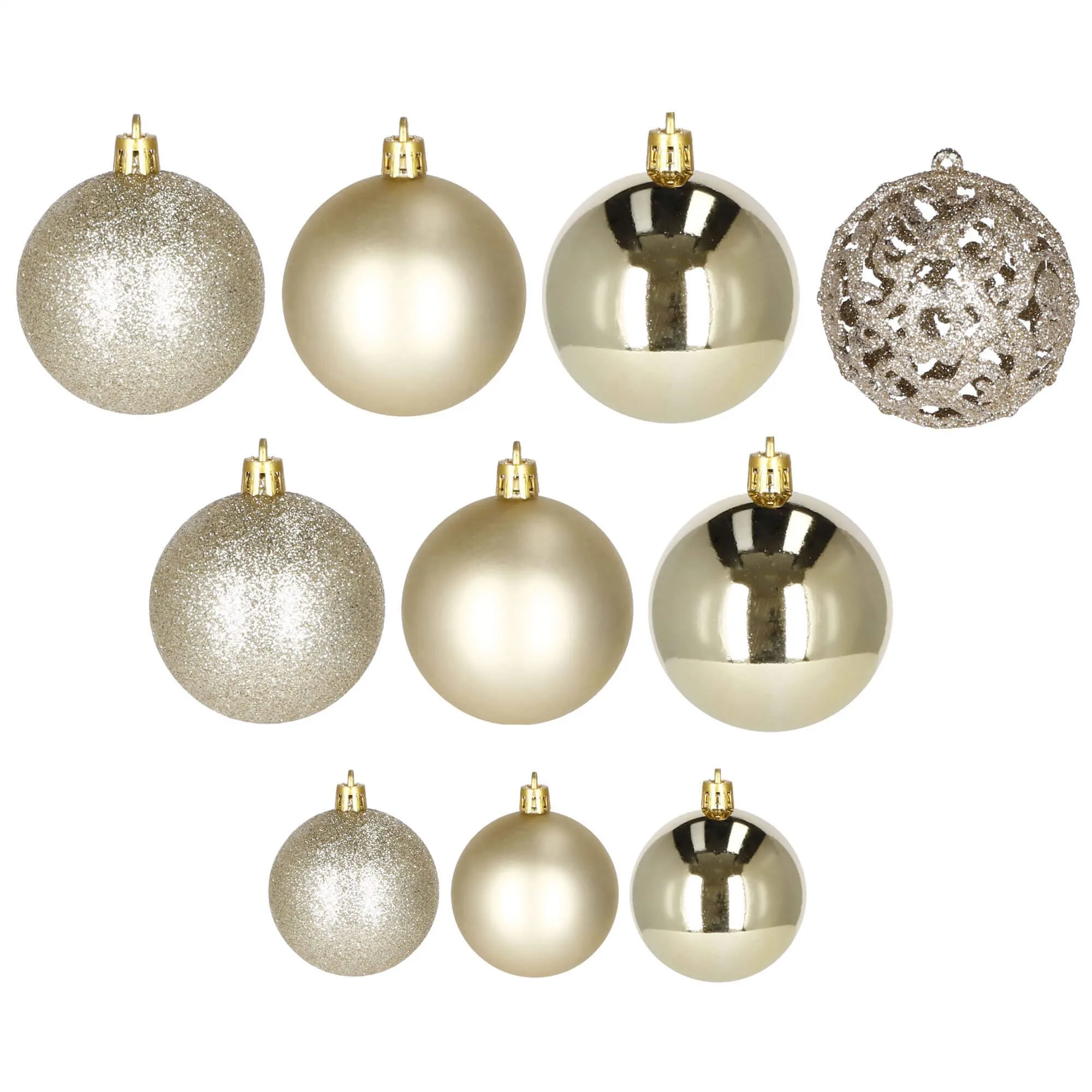 božićne kuglice 3 / 4 / 6 cm – set 100 komada zlatna boja - slika 10