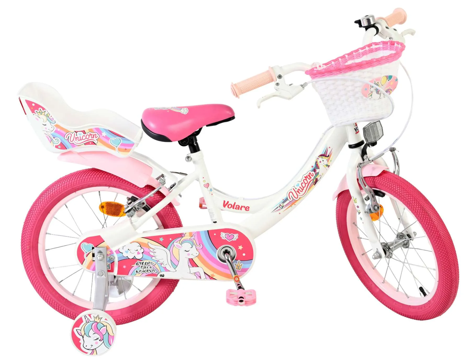 volare dječji bicikl unicorn 16″ bijele boje, s dvije ručne kočnice - slika 11