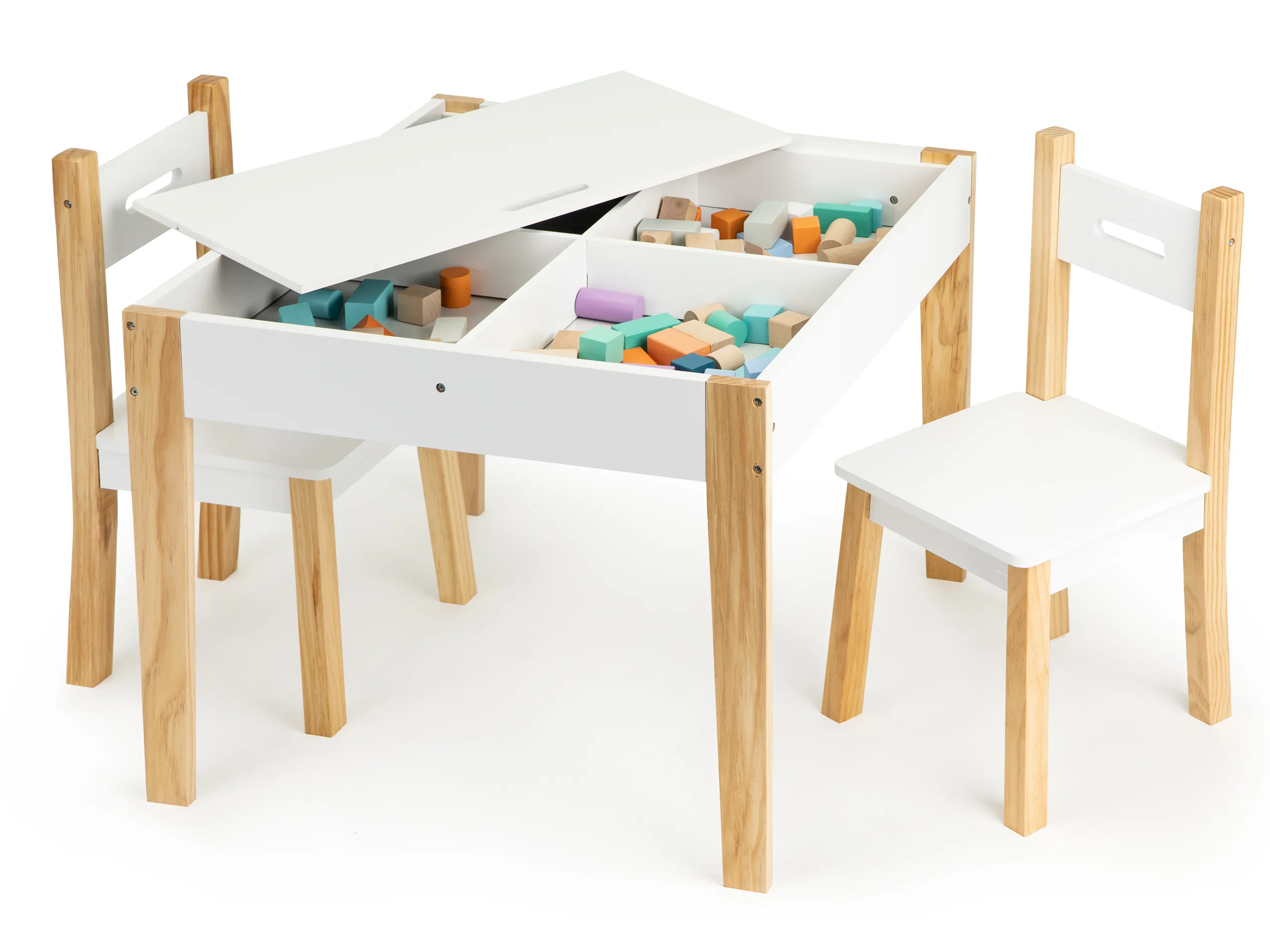 ecotoys set dječjeg stola sa stolicama bijeli - slika 8