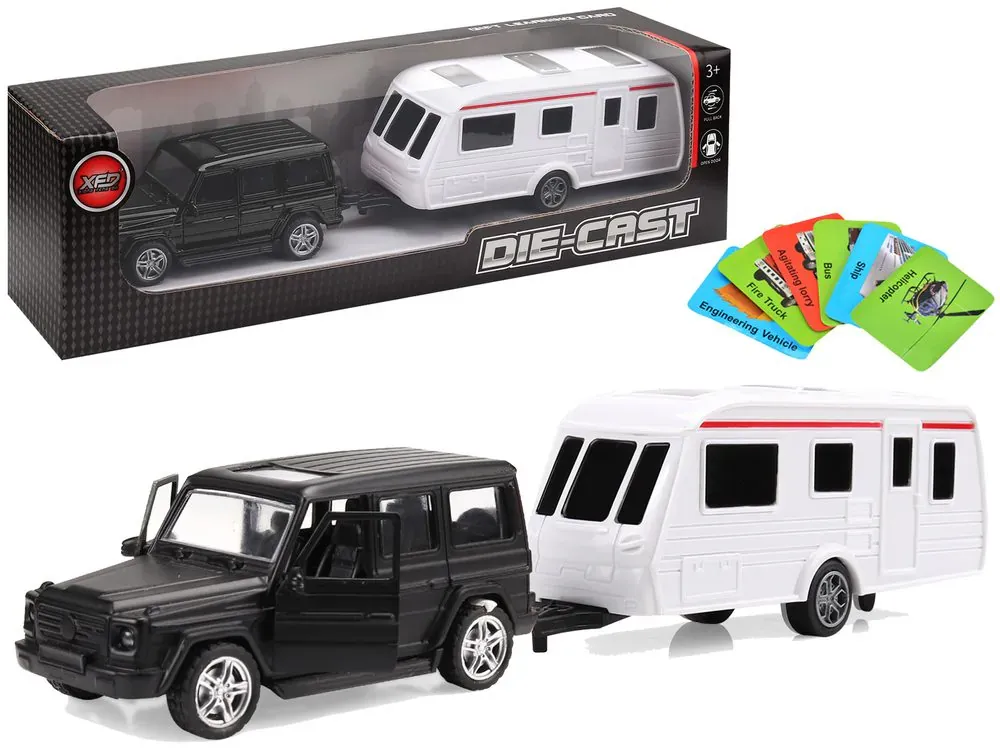 dječji set crni jeep s prikolicom za kampiranje - slika 2