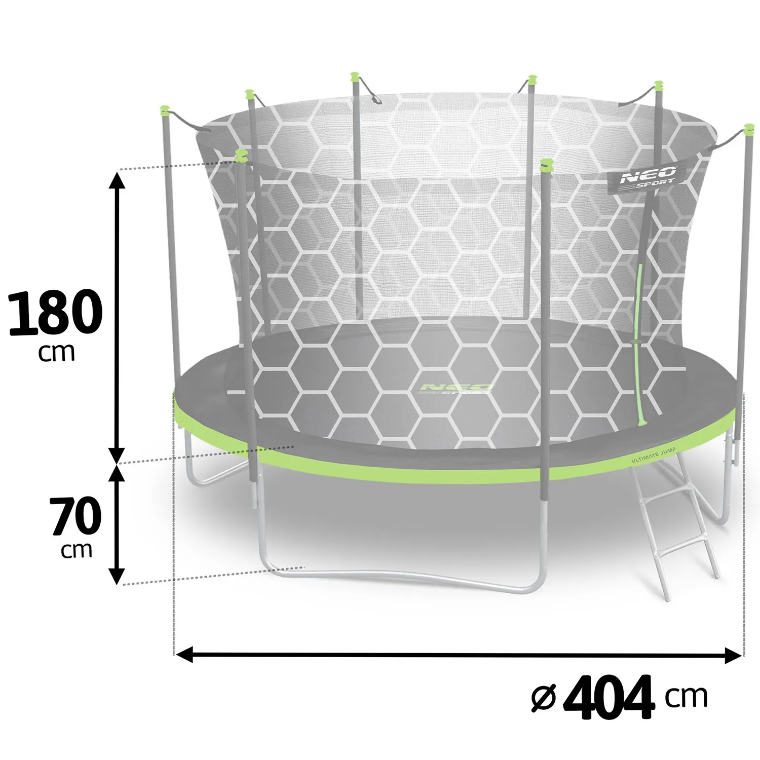 neo-sport vrtni trampolin 404 cm (13 ft) s unutarnjom mrežom i ljestvama - slika 4