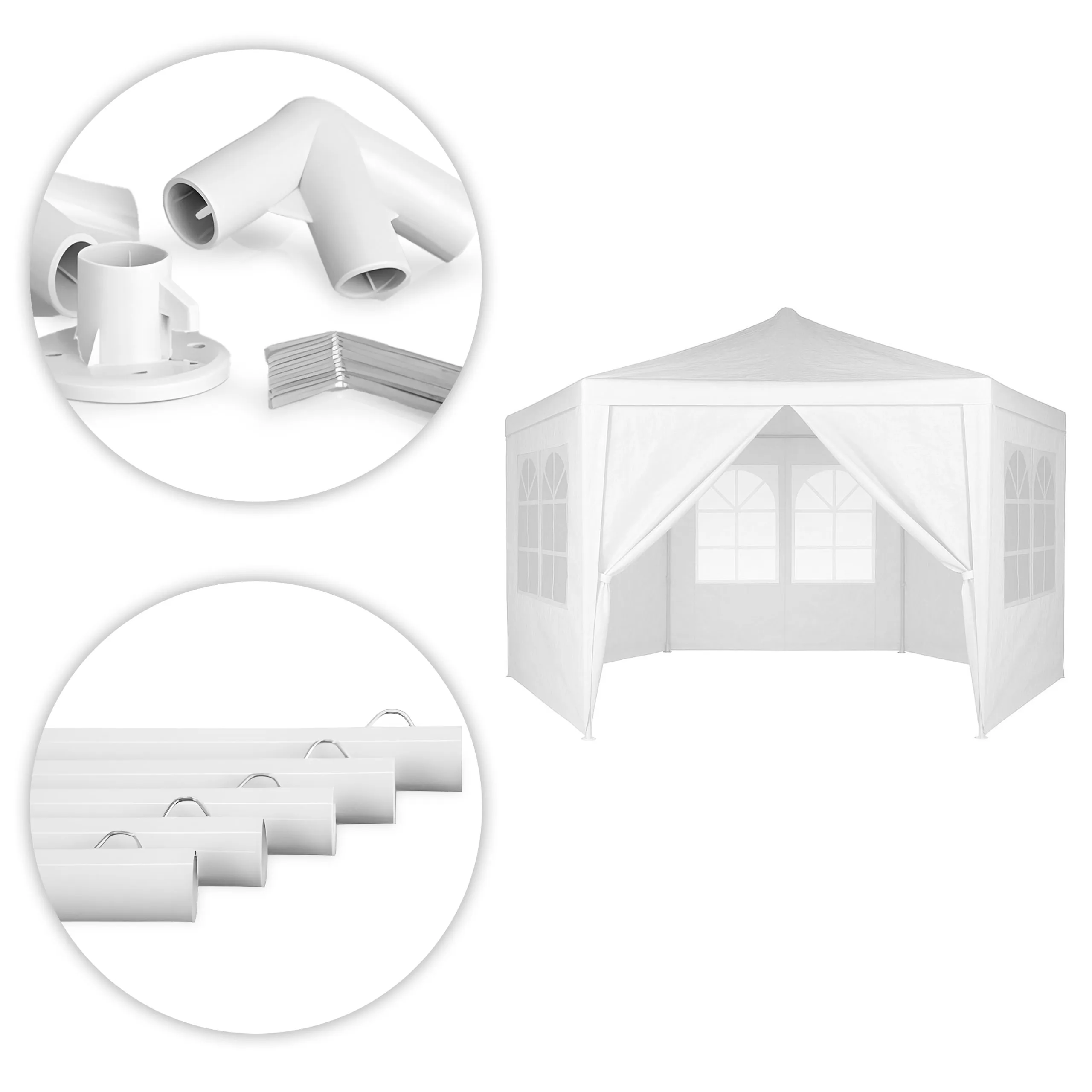 multigarden vrtni paviljon / šator 2 × 2 × 2 m s prozorima – bijeli - slika 6