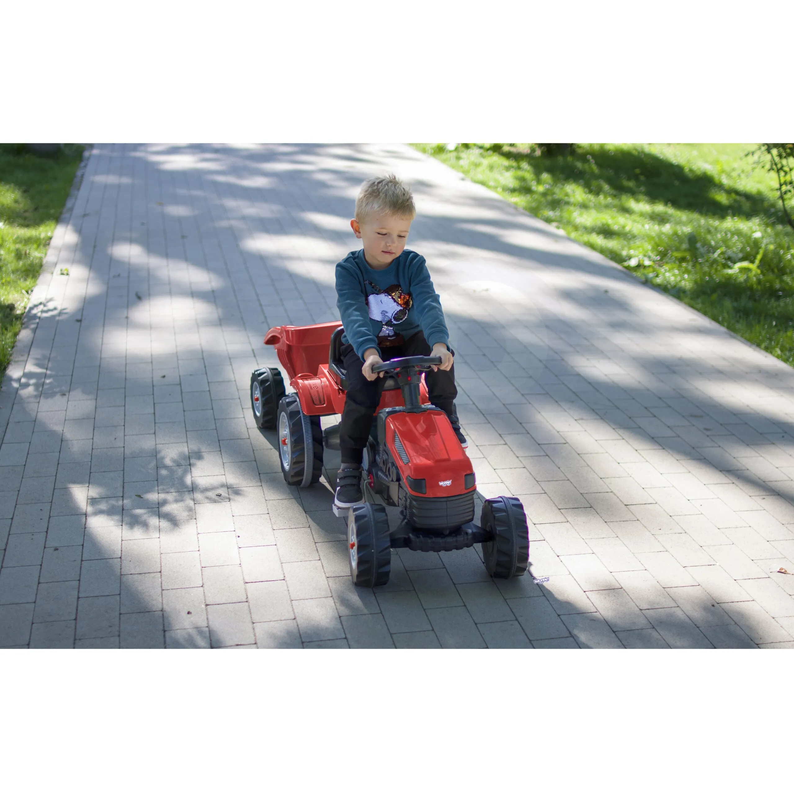 woopie traktor na pedale s prikolicom gotrack maxi - crveni - slika 5