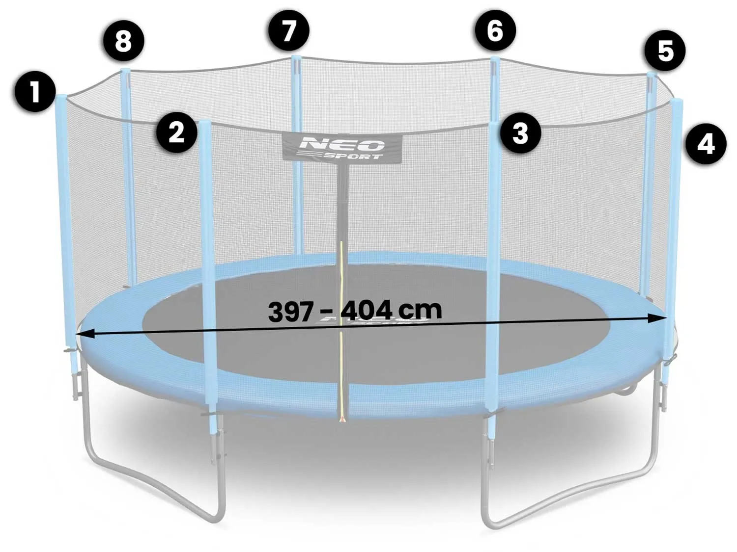 mreža za trampolin na otvorenom 404 cm 13ft neo-sport - slika 3