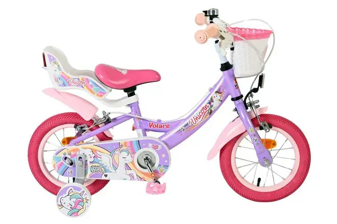 Volare dječji bicikl Unicorn 12″ ljubičaste boje, s dvije ručne kočnice - Pribislavec