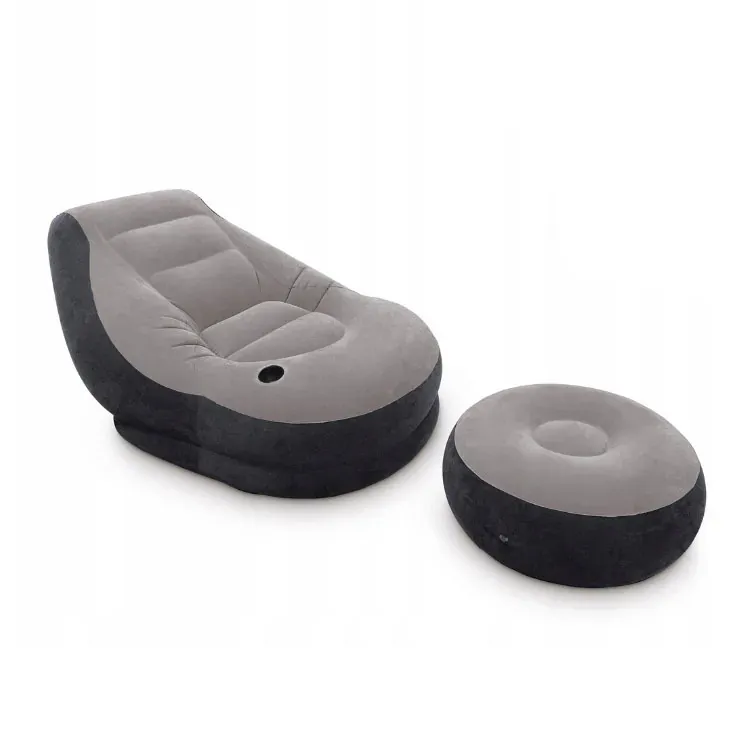 intex fotelja na napuhavanje s tabureom sivi - slika 2