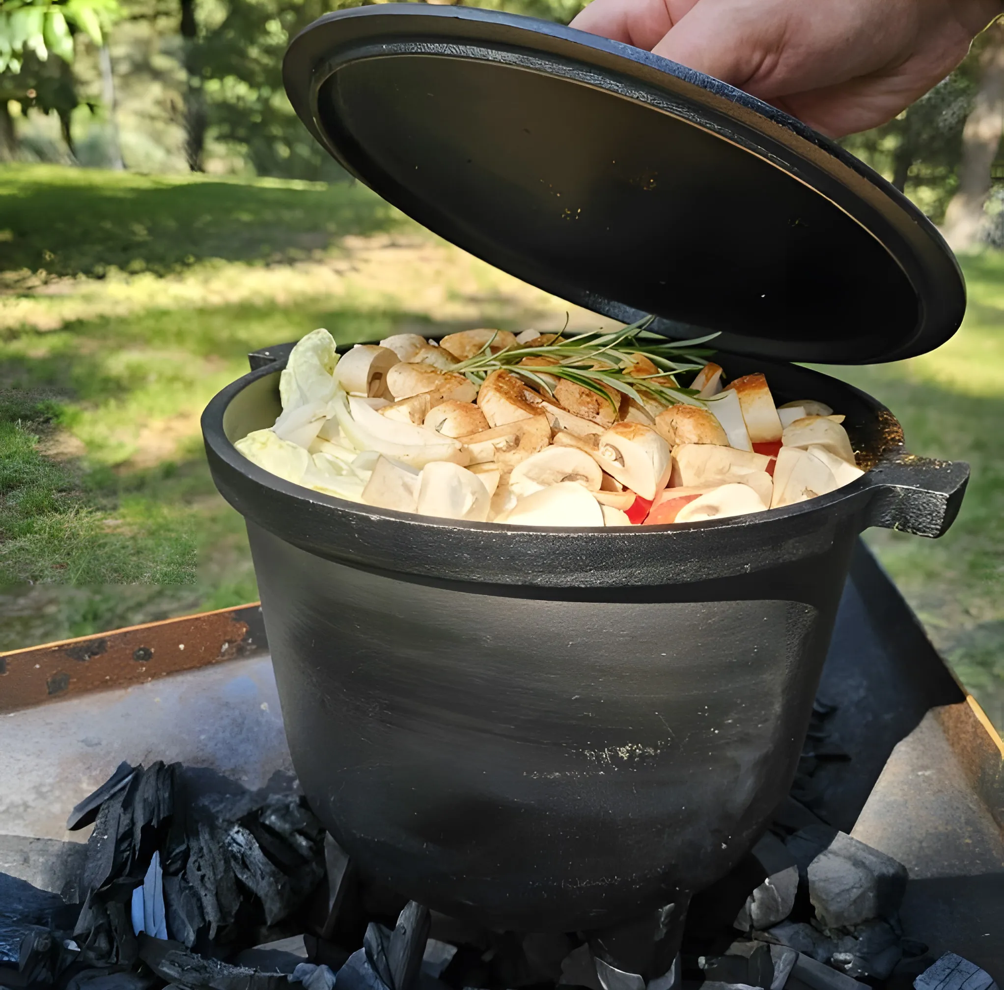 stojeći kotao od lijevanog željeza 5l, lovački lonac multigarden - slika 3