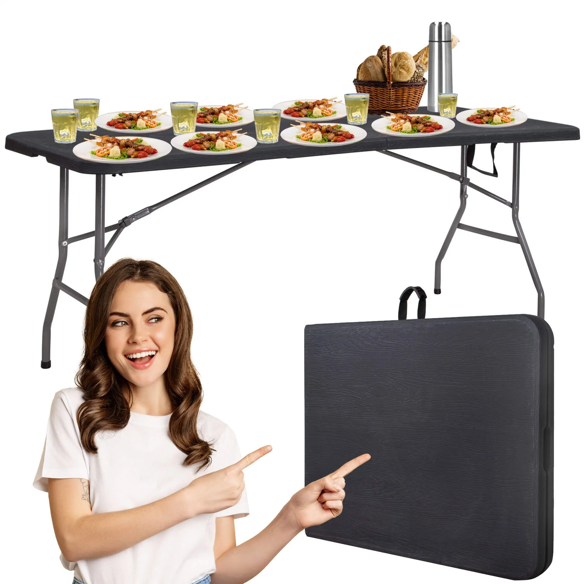 sklopivi catering stol 180 cm, crni - slika 13