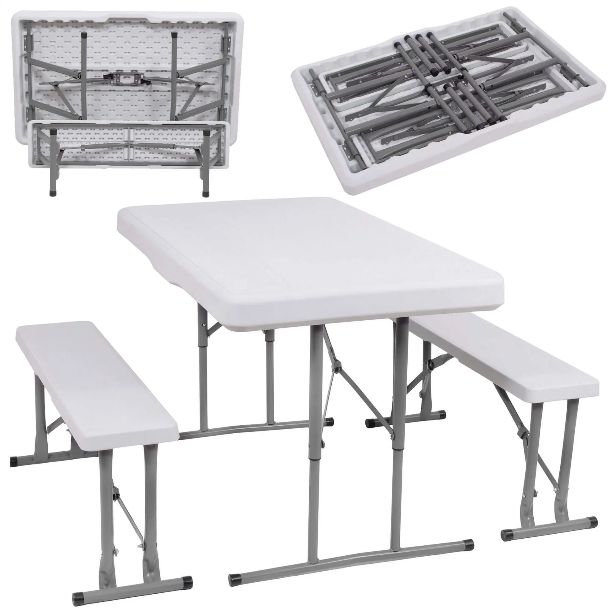 set za catering stol + klupe 105 x 65 x 69 cm bijeli - slika 6