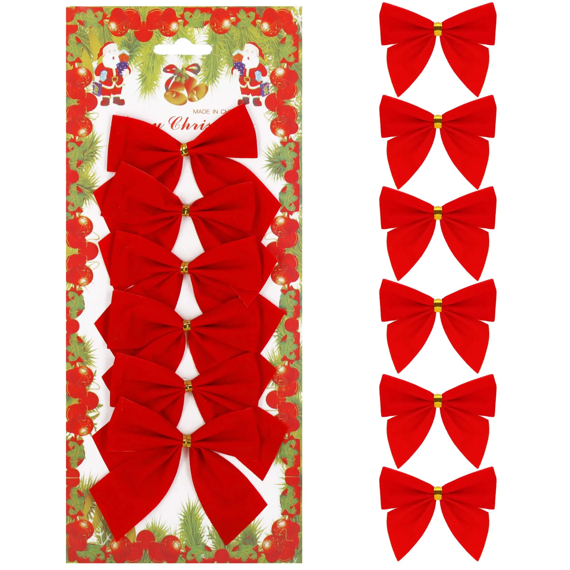 božićne mašne 9,5 × 7,5 cm – set 6 komada crvene - slika 5