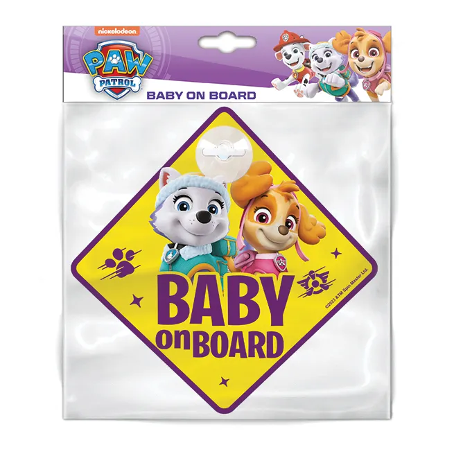 znak baby on board paw patrol žuto-ljubičasti - slika 3