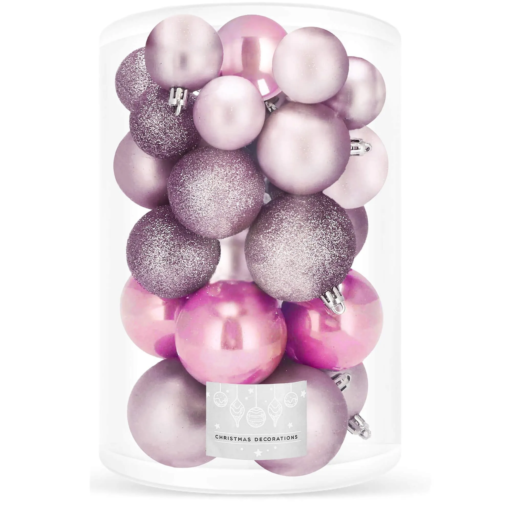 božićne kuglice 4 / 5 / 6 cm – set 30 komada nijanse roze - slika 7