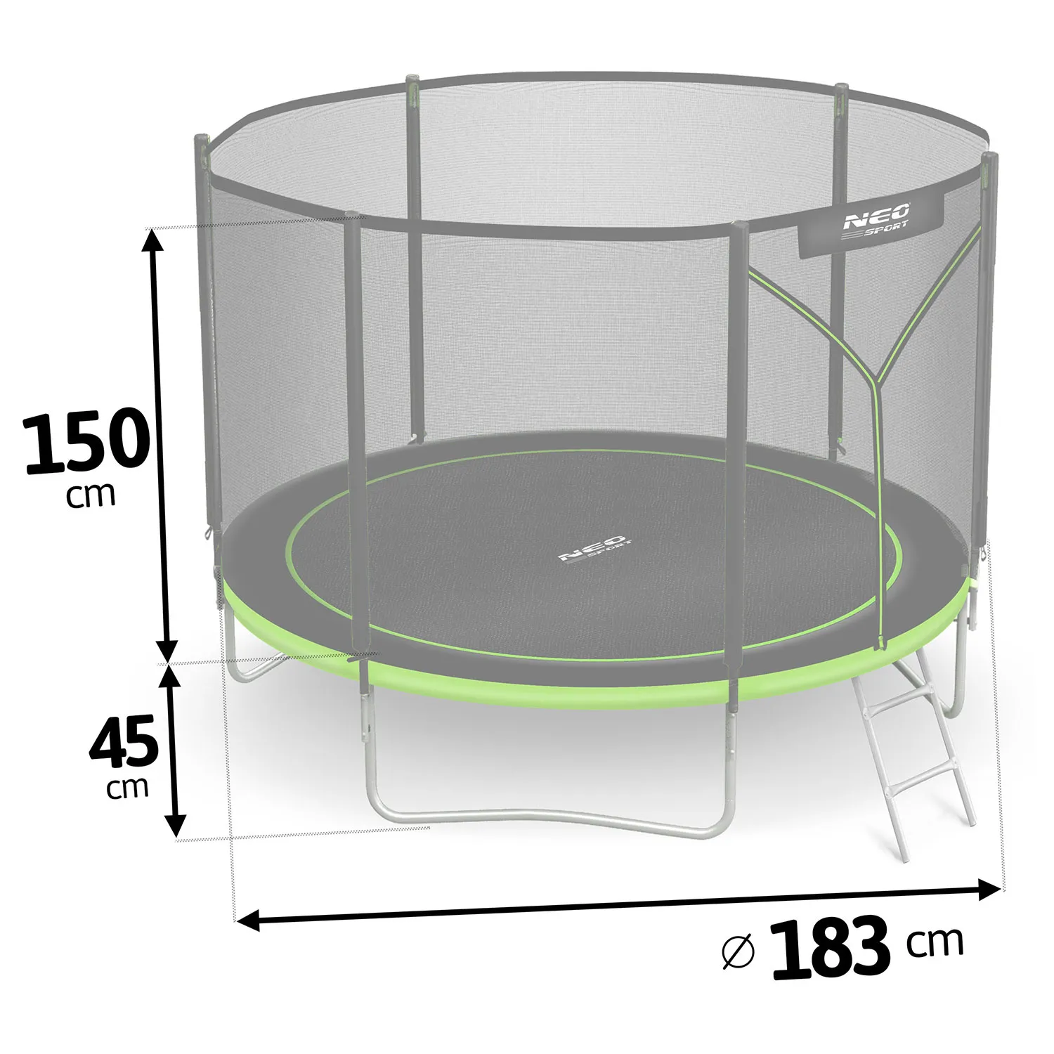 neo-sport vrtni trampolin 183 cm (6 ft) s vanjskom mrežom i ljestvama, zeleni - slika 4