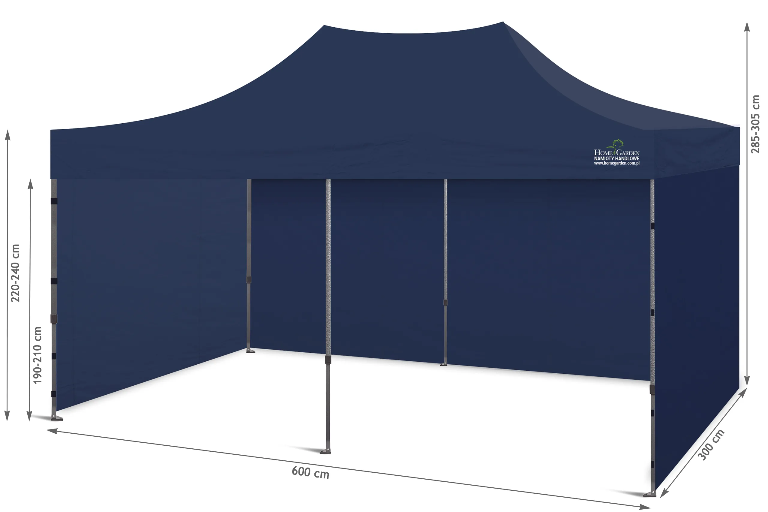 komercijalni šator 600 x 300 cm tamnoplave boje - slika 4