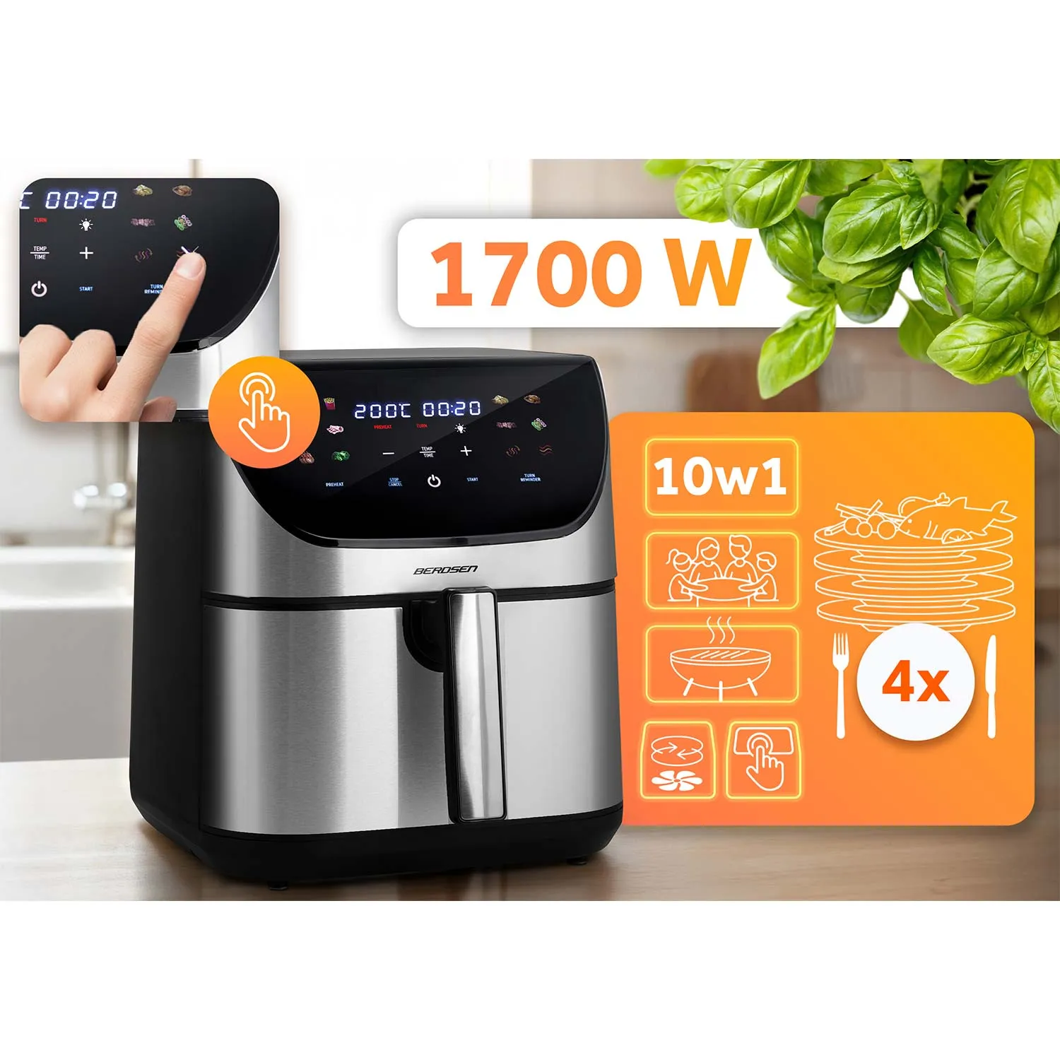 berdsen friteza na vrući zrak 1700 w, 8 l, crna - slika 6