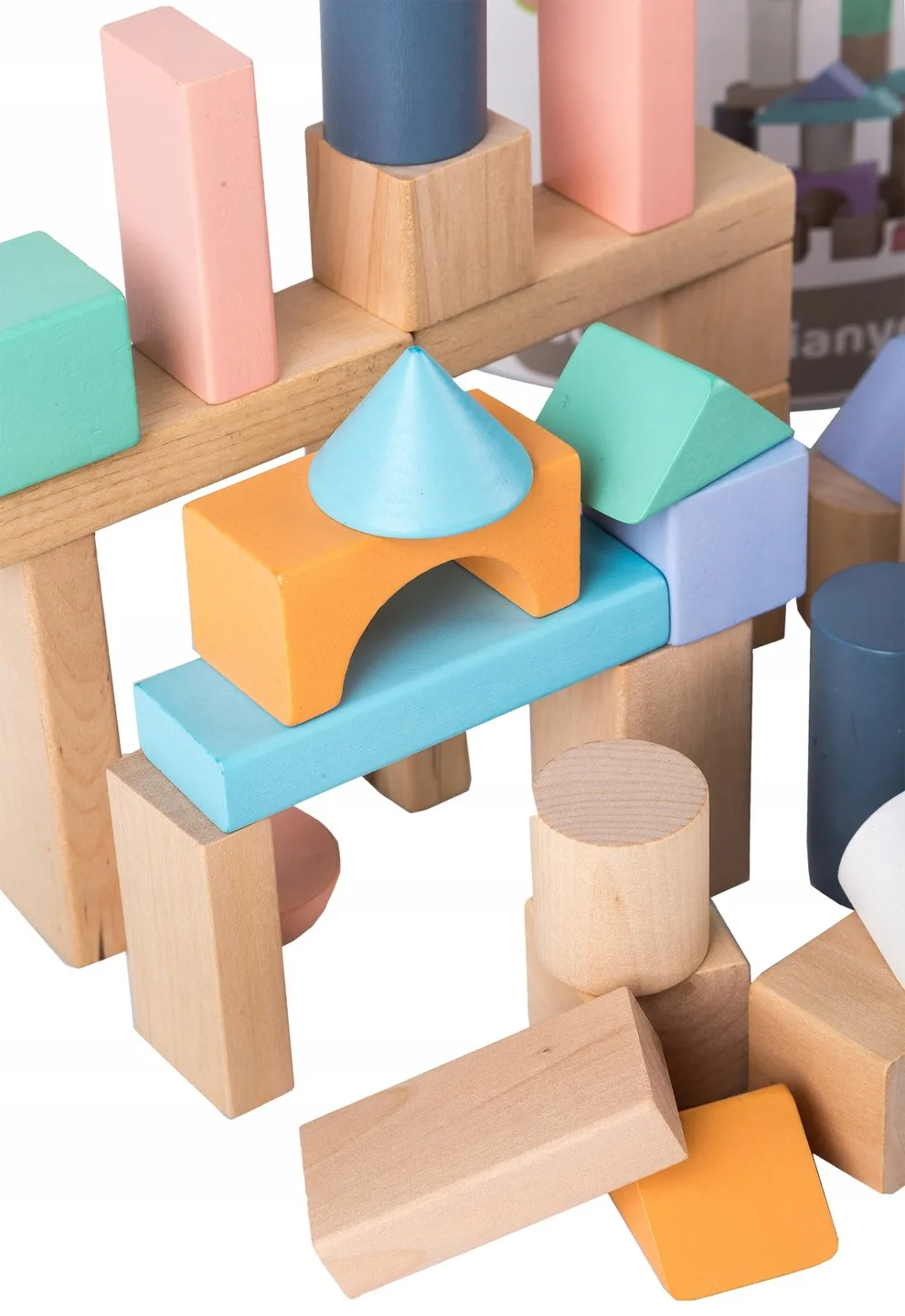 ecotoys drvene kocke grad u kantici 100 komada - slika 5
