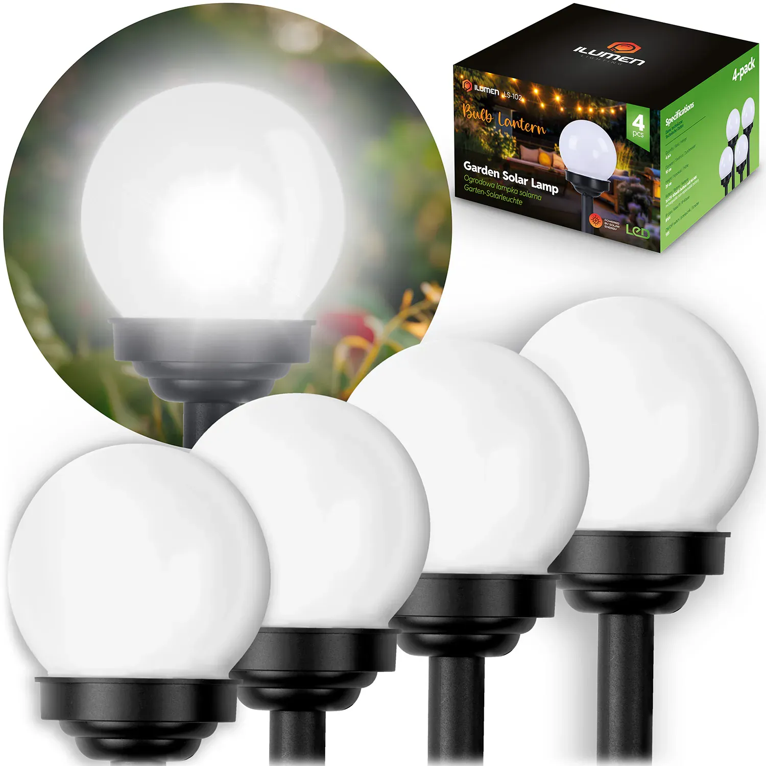illumen ls-102 solarne kuglaste lampe, 4 kom - slika 2