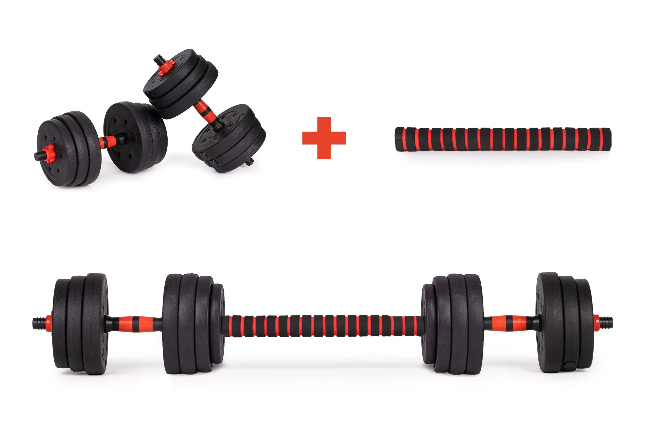 set podesivih utega 2x20kg crno-crveni - slika 9