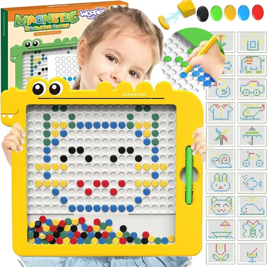 woopie montessori magnetna ploča za djecu magpad, žuti dinosaur - slika 2