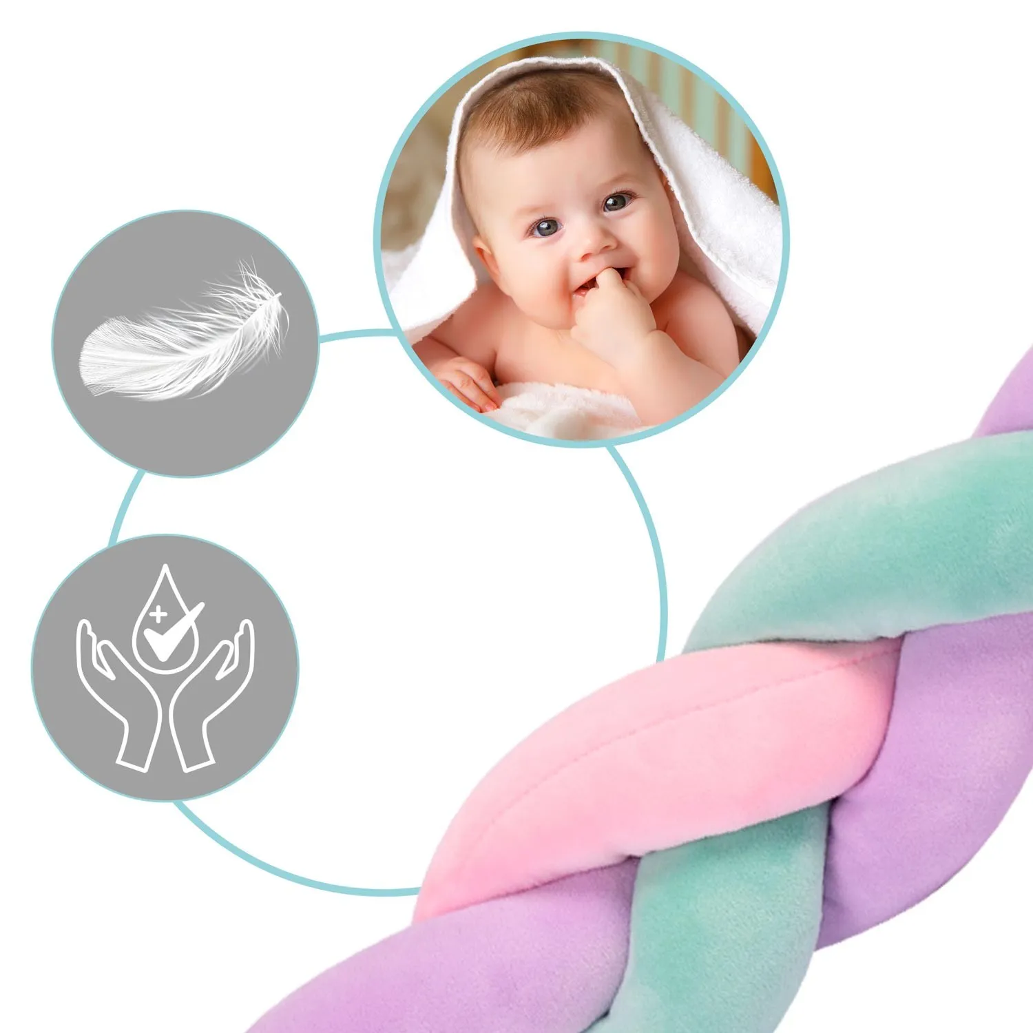 ricokids omot za krevetić 3m - mint-roza-ljubičasta - slika 5