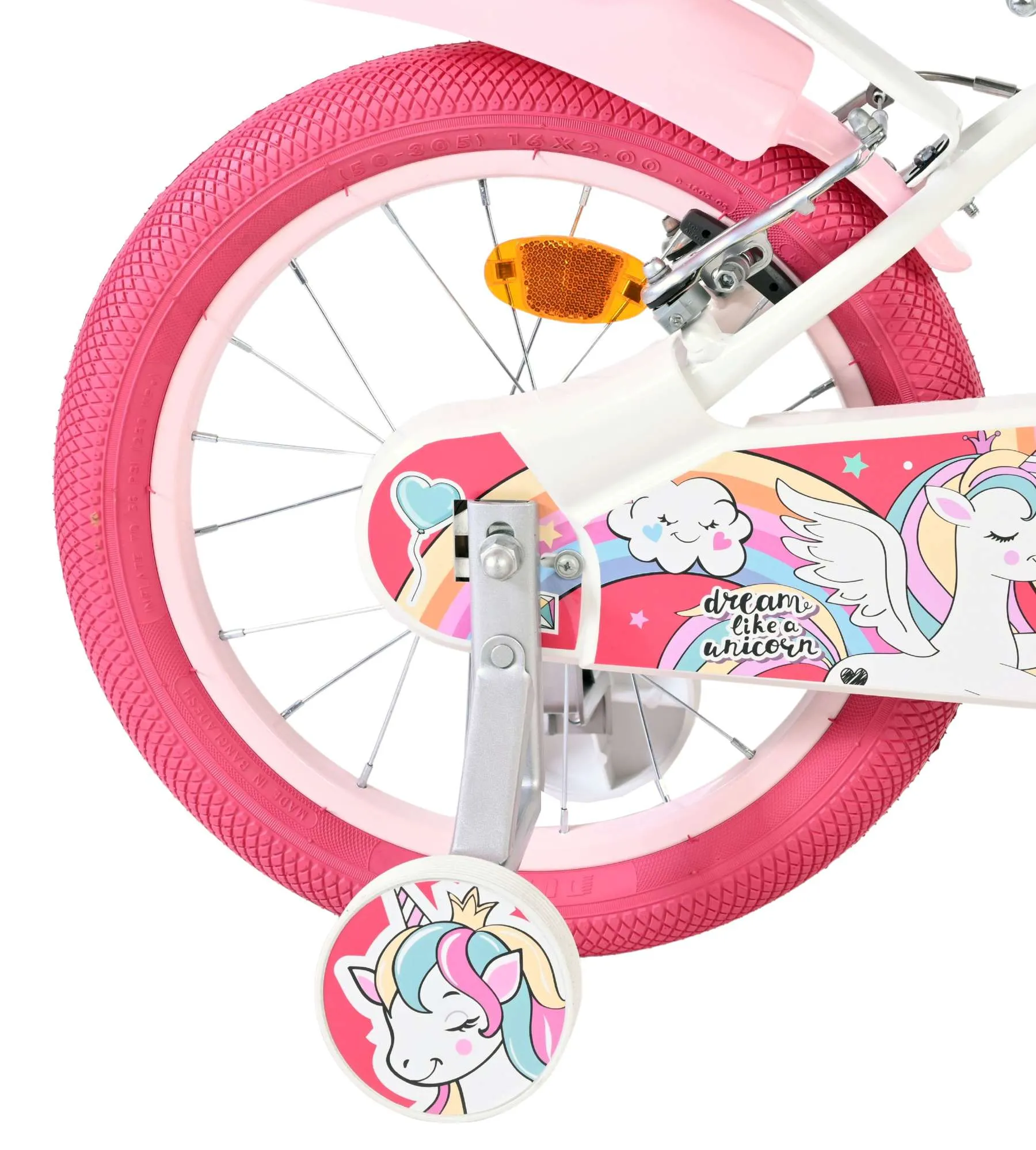 volare dječji bicikl unicorn 16″ bijele boje, s dvije ručne kočnice - slika 3