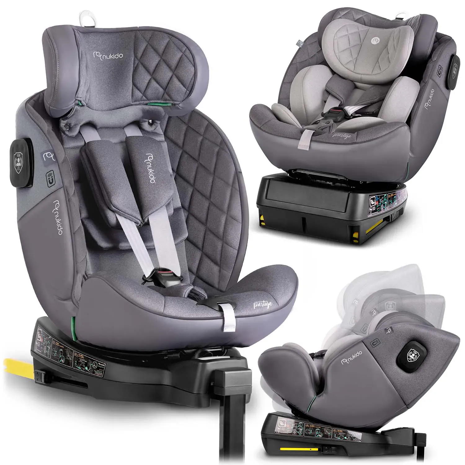 nukido prestige line siva autosjedalica 0-36 kg isofix - slika 2