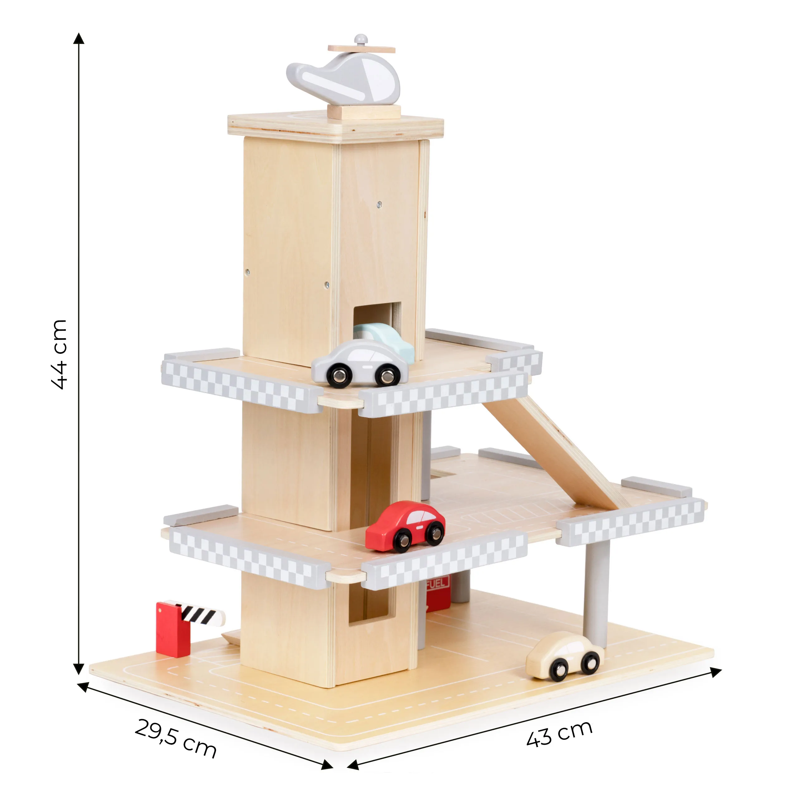 ecotoys w04b047b drvena garaža s autićima i helikopterom - slika 6