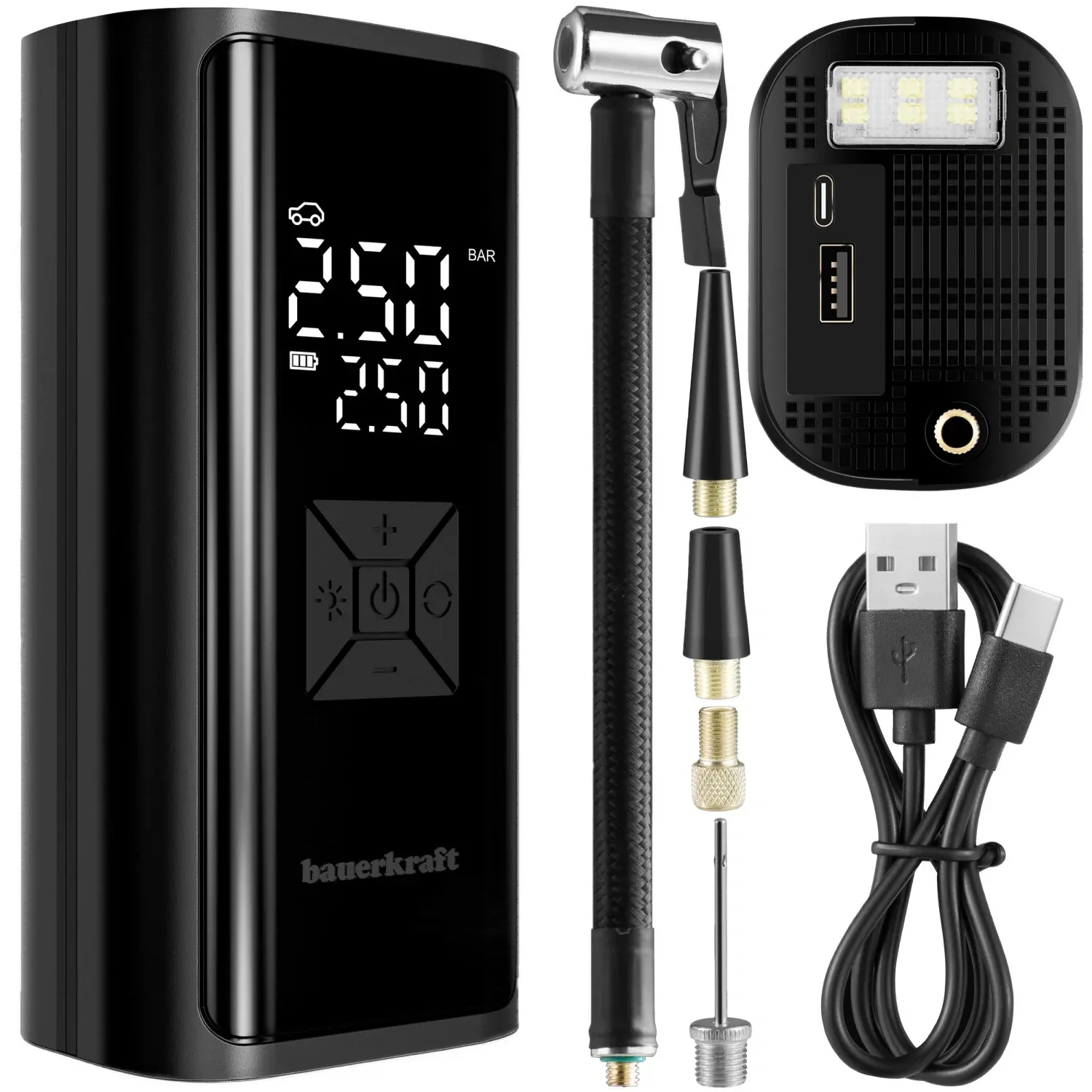 Električna pumpa za bicikl, kompresor za gume, power bank 6000 mAh, LED svjetiljka - Pribislavec