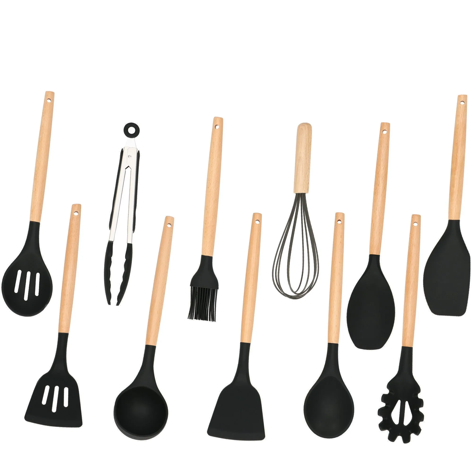 kuhinjski set, 12 kom. crni - slika 5