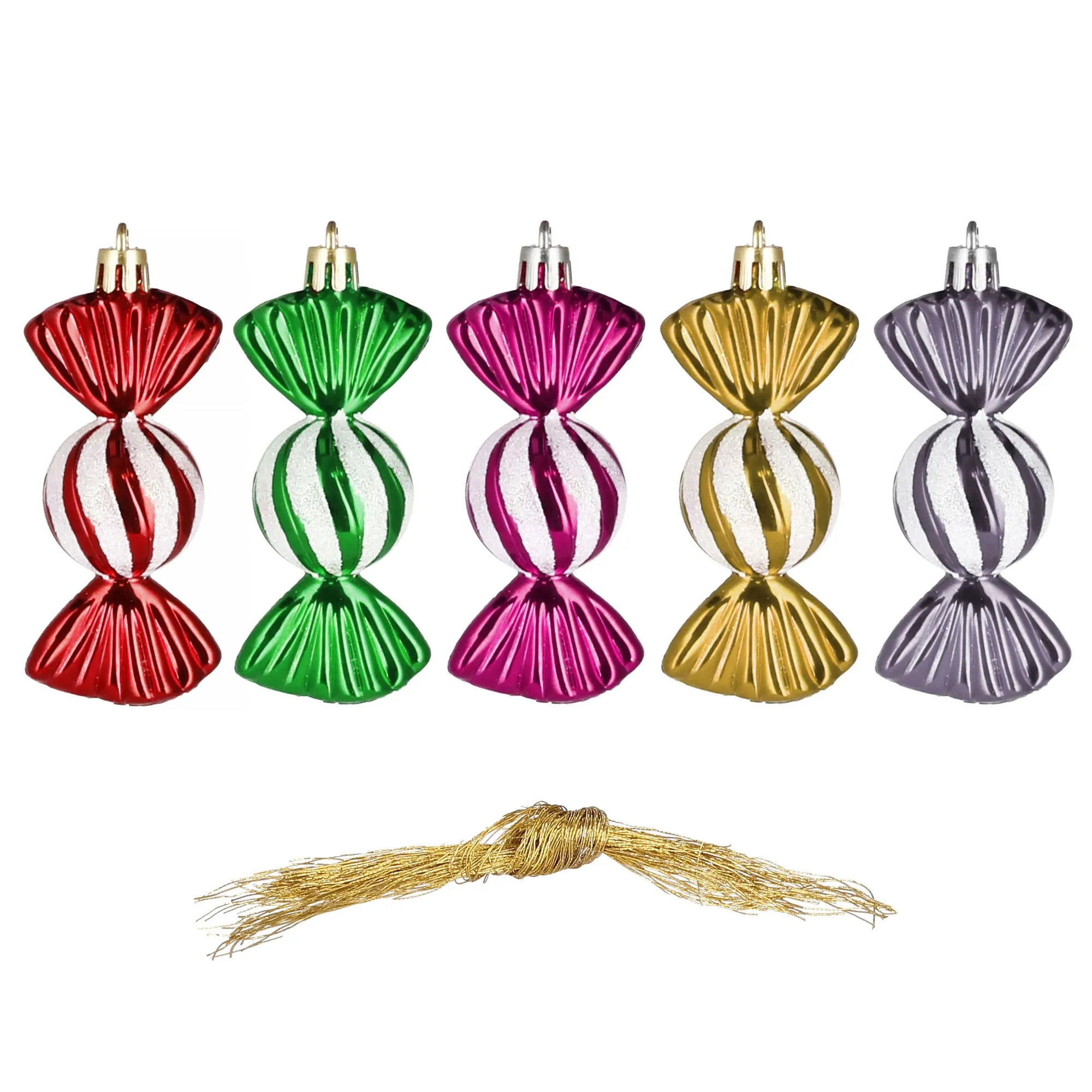 božićne kuglice 6 cm – set od 5 komada, bomboni - slika 3