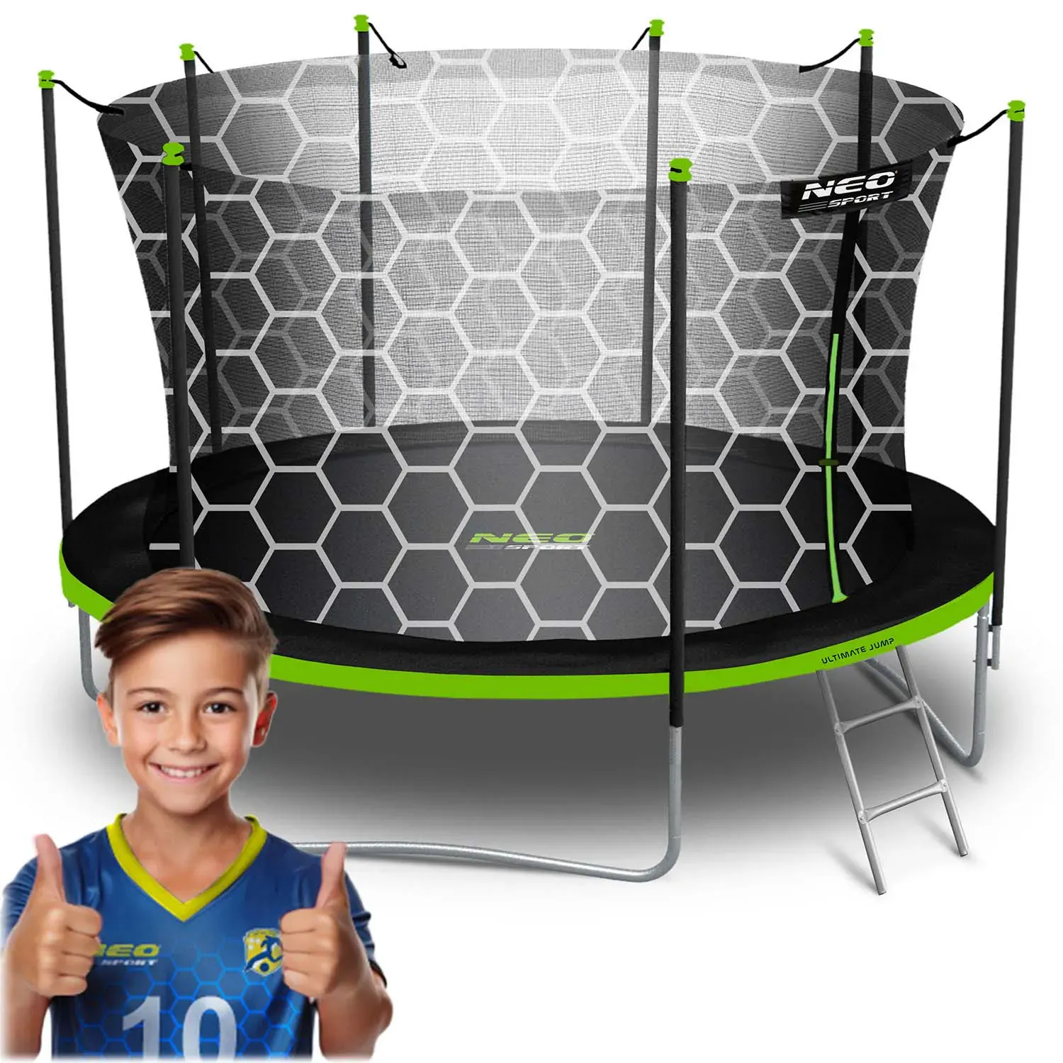 neo-sport vrtni trampolin 404 cm (13 ft) s unutarnjom mrežom i ljestvama - slika 2
